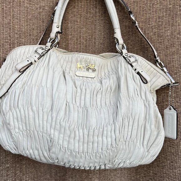 Coach Y2K Madison Sophia gathered leather satchel in a white Bone RARE - Picture 8 of 8